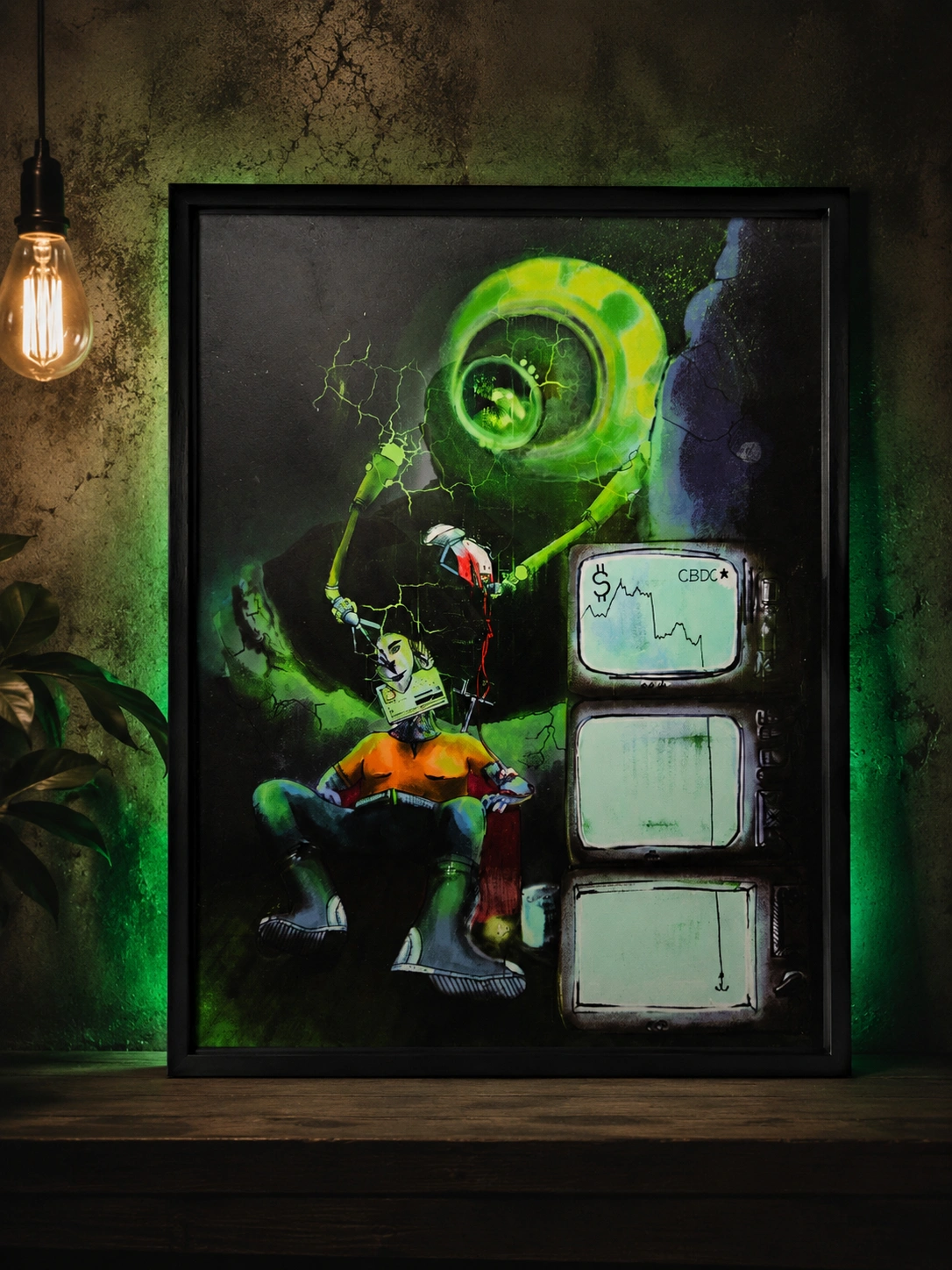 Shadow Watcher Limited Edition Print, framed and displayed