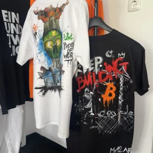 “Keep Building” – Hand-Painted Bitcoin T-Shirt (1/1, Size L)
