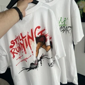 “Still Running” – Hand-Painted Bitcoin T-Shirt (1/1 Wearable Art, XXL)