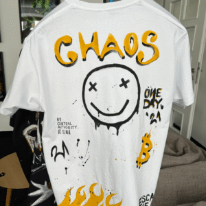 “Escape the System” – Hand-Painted Bitcoin T-Shirt (1/1 Wearable Art, XL)